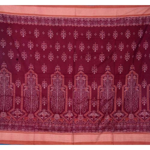 Sambalpuri Paper Cotton Maroon & Brown Colour Cotton Saree