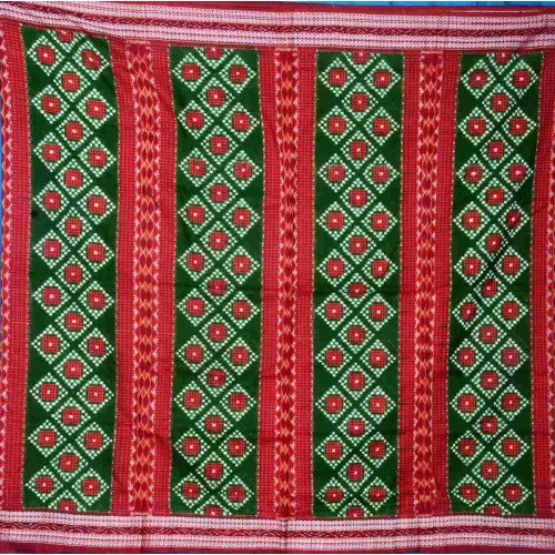 Sambalpuri Pasapali Maroon Green Maroon Cotton Saree