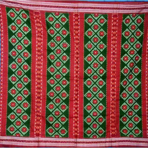 Sambalpuri Pasapali Maroon Green Maroon Cotton Saree