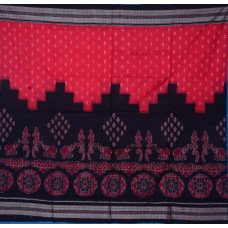 Sambalpuri Pasapali black & Pink Cotton Saree