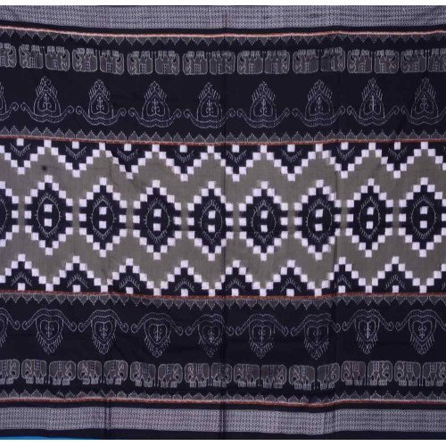 Sambalpuri Pashapali Cement Black Colour Cotton Saree