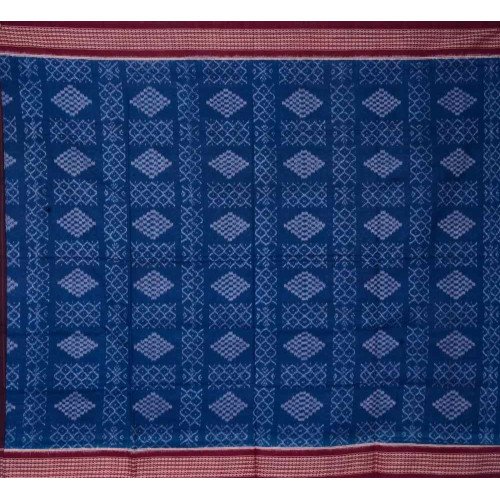 Sambalpuri Pashapali Deep Blue & Maroon Cotton Saree