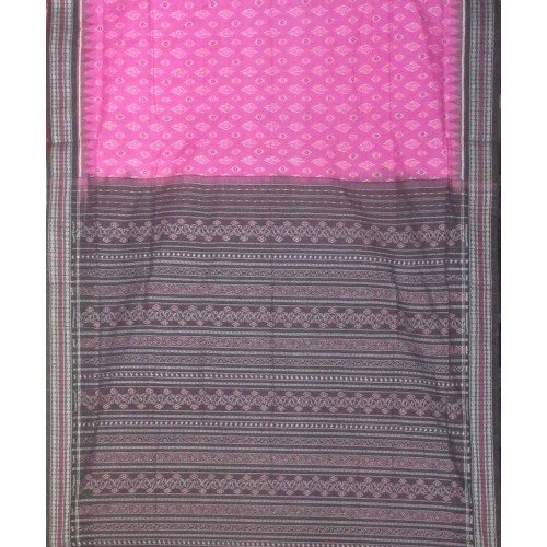 Sambalpuri Pink and Black Ikat Saree