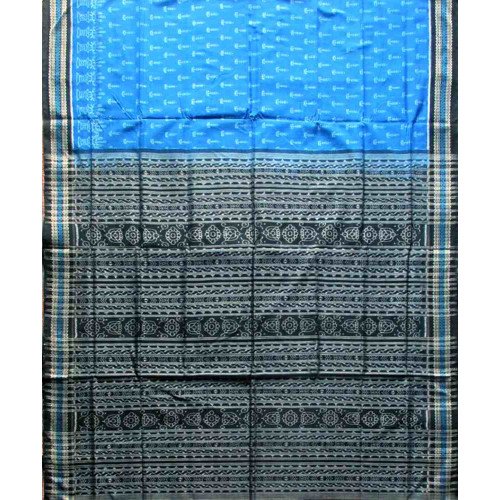 Sambalpuri Sky Blue and Black Ikat Saree