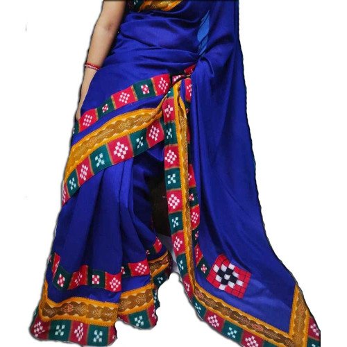 Sambalpuri Blue Color Pache Work Saree