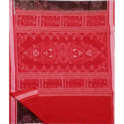 Sambalpuri Coffee Color Red Border Saree