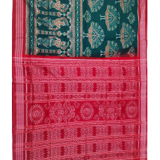 Sambalpuri Deep Green Printed Sari