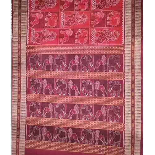 Sambalpuri Elephant Print Saree