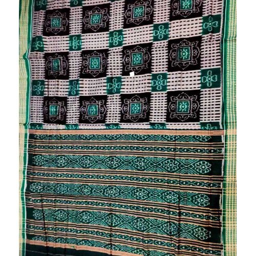 Sambalpuri Ikat Green Border Saree