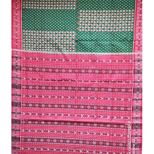 Sambalpuri Leaf Green Color Cotton Saree