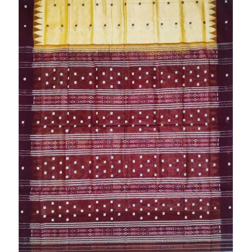Sambalpuri Maroon Border Bapta Silk Saree