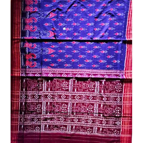 Sambalpuri Maroon Print Cotton Saree