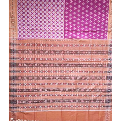 Sambalpuri Sandstone Border Pink Color Cotton Saree