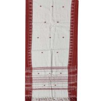 White Kotpad Stole with Maroon Border