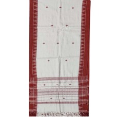 White Kotpad Stole with Maroon Border