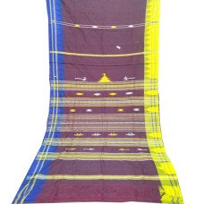 Blue Yellow Border Kotpad Handloom Tasar Saree