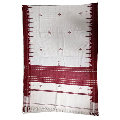 Kotpad Cotton Red Border Stole