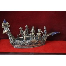 Brass Dokra Boat with men