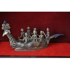 Brass Dokra Boat with men
