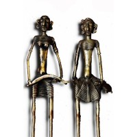 Brass Dokra Figurine - Man & Woman Set 2