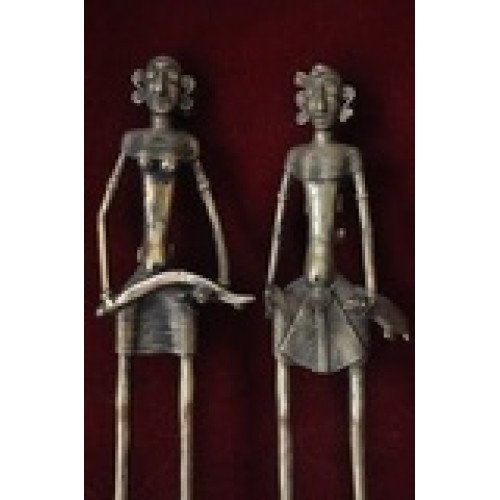 Brass Dokra Figurine - Man & Woman Set