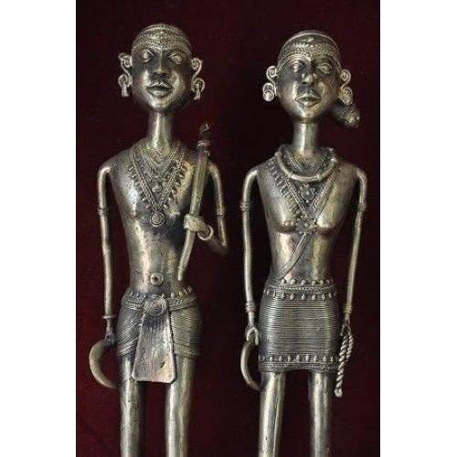 Brass Dokra Figurine - Man & Woman Set