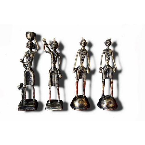 Brass Dokra Figurine - Set of 4 Man