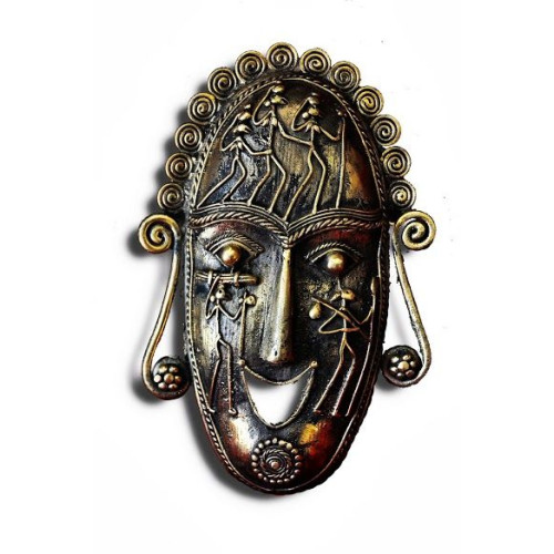 Brass Dokra Mask Wall hang 1
