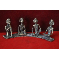 Brass Dokra figurine-4 musician sitting 1