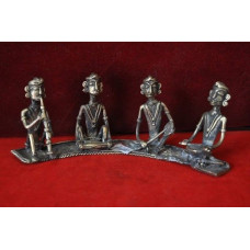 Brass Dokra figurine-4 musician sitting 1