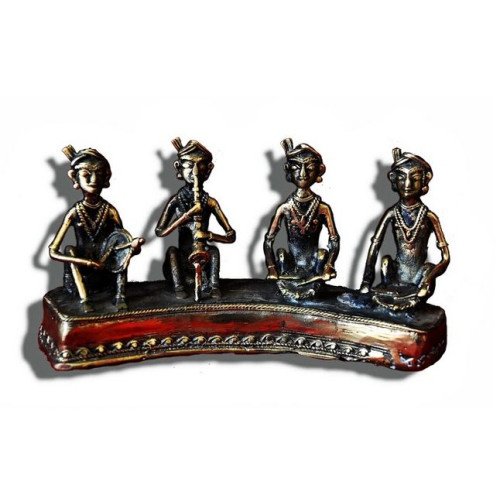 Brass Dokra figurine-4 musician sitting