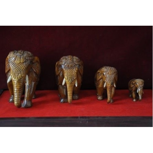 Set of 4 Wooden Elephants