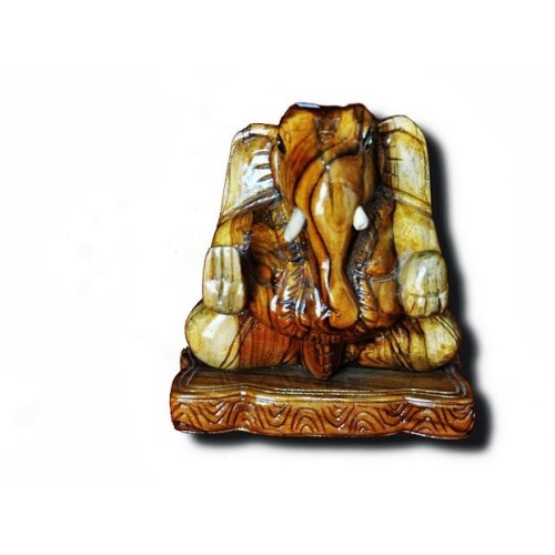 Wooden Sitting Ganesha Idol