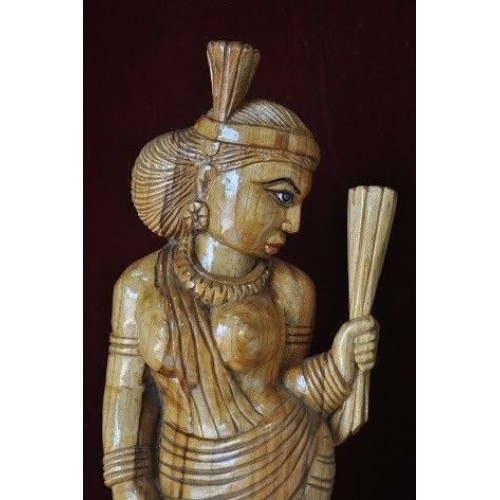 Wooden Tribal Lady Figurine