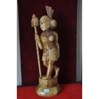 Wooden Tribal Lady Figurine with big stick